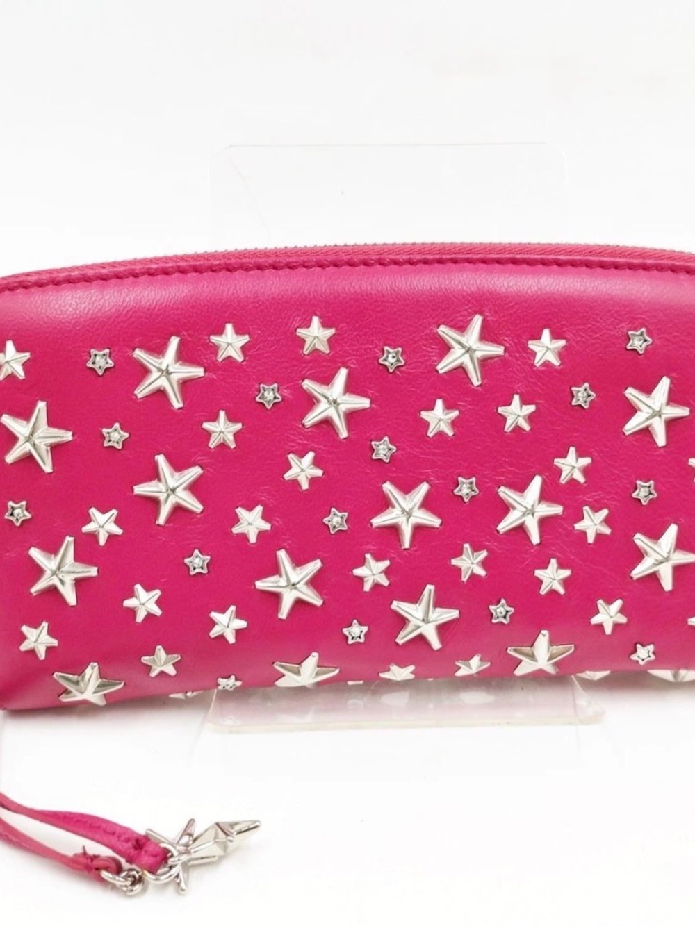 Jimmy Choo Hot Pink Star-Studded Clutch Wristlet
